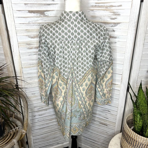 SOFT SURROUNDINGS Women's Tabitha Paisley Sky Pintuck Tunic Top Cotton Pastel XS - Picture 12 of 12